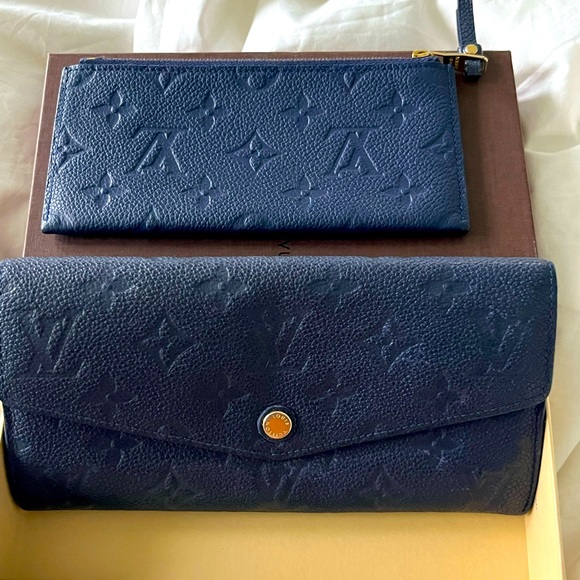 100% Authentic Navy Blue Empriente louis vuitton wallet with box and dust bag - Picture 1 of 9